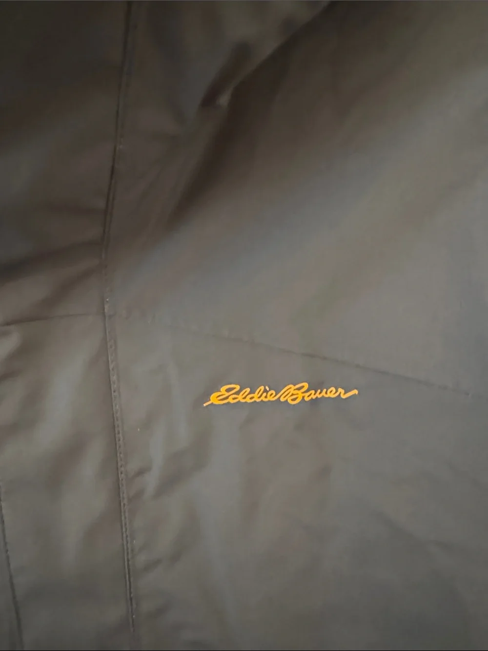 Eddie Bauer Boys’ Hooded Rainfoil Jacket SZ large-14-16 Slate Blue  Orange Lined